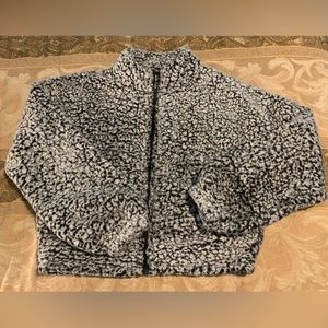 Express Sherpa small crop jacket.  Excellent condition black white gray
